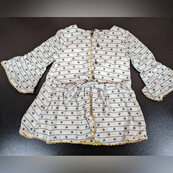 Girls Flare Sleeve Tunic size 3 T Max Studio Tie Back arrow print cotton boho - Picture 1 of 6